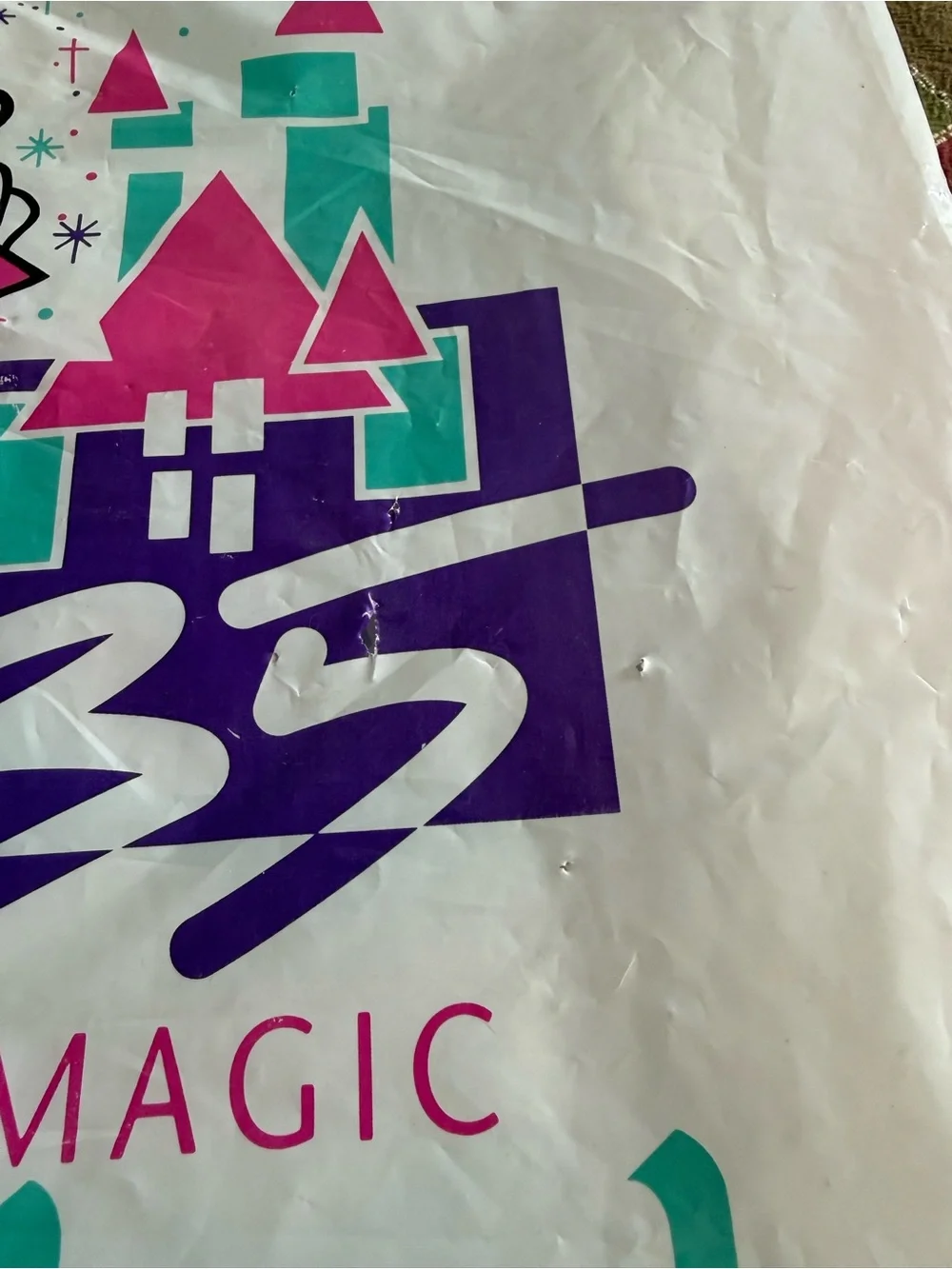 Original VintageDisney 35 Years of Magic Pink & Teal Souvenir Bag c1991